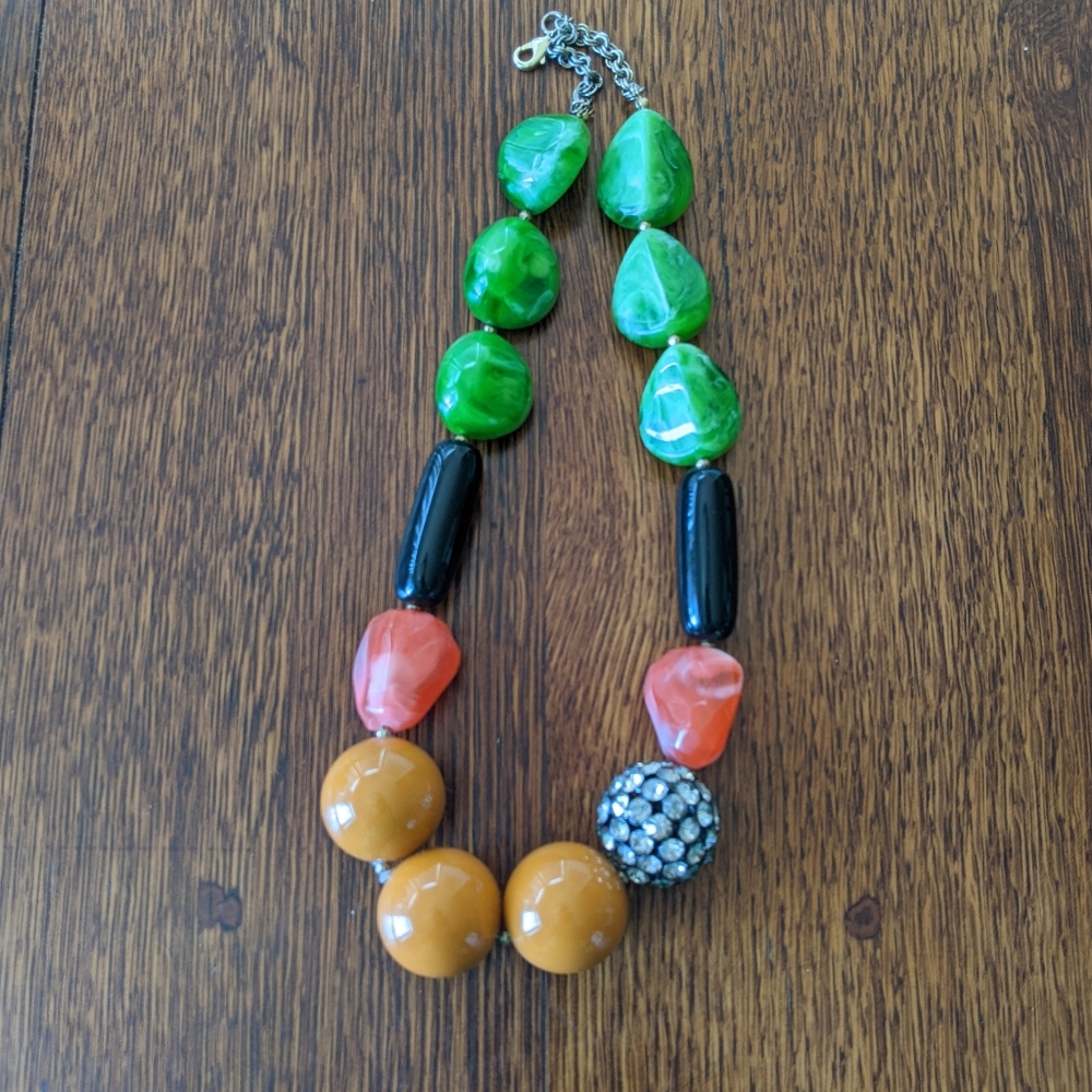 Anthropologie Multi-stone Necklace accented with one rhinestone ball.